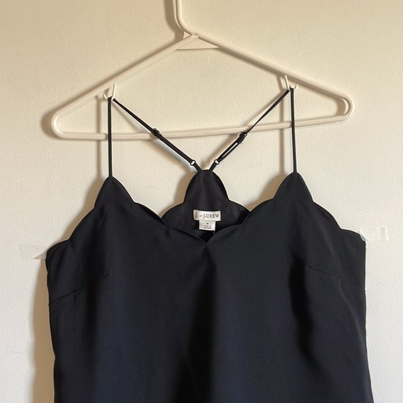 NWT J.Crew Scallop Tank Top 4 Black Loose Racer Contemporary Neutral Classy - Picture 4 of 12